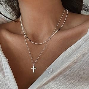 silver layered necklaces for women