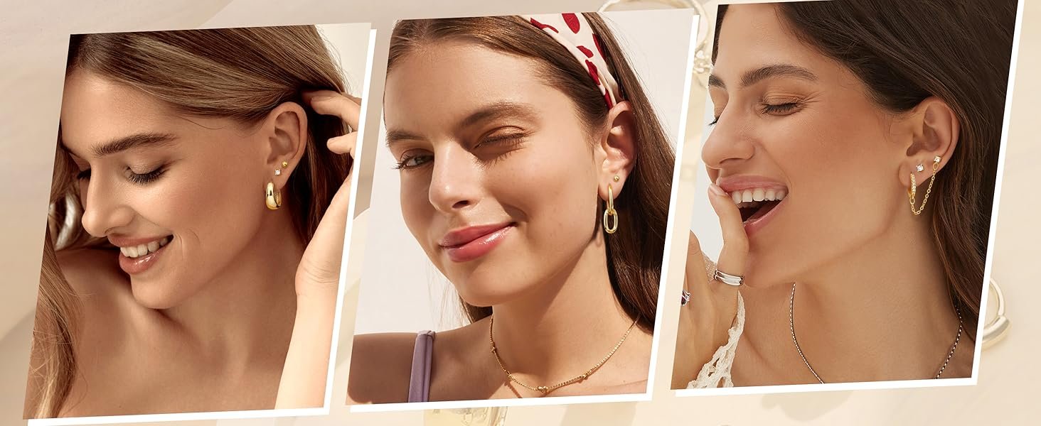 14K Gold Plated Lightweight Huggie Hoops