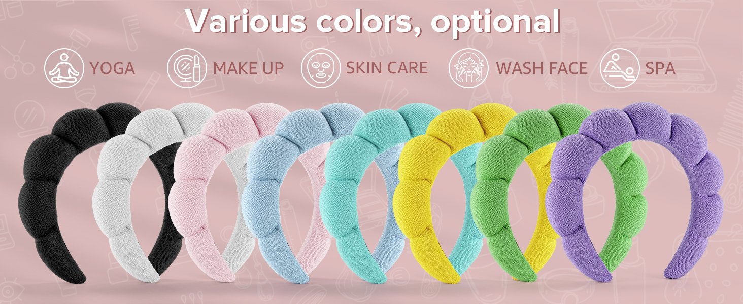 spa skincare headband makeup headband headband for washing face black pink headband