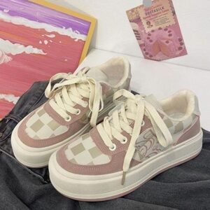 Casual Canvas Contrast Color Pink Sports Sneakers
