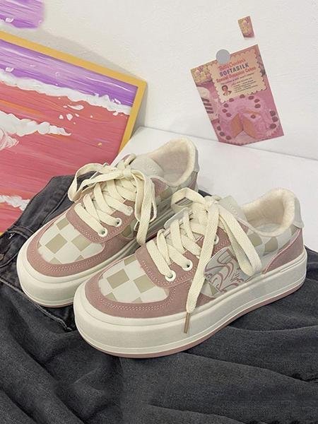 Casual Canvas Contrast Color Pink Sports Sneakers