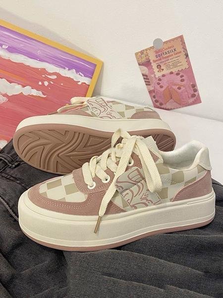 Casual Canvas Contrast Color Pink Sports Sneakers
