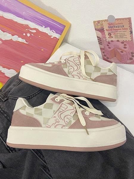 Casual Canvas Contrast Color Pink Sports Sneakers