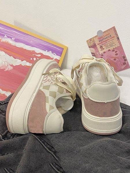 Casual Canvas Contrast Color Pink Sports Sneakers