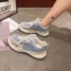 Versatile Contrast Color Lace Up Chunky Sneakers