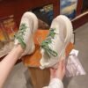 Versatile Contrast Color Lace Up Chunky Sneakers
