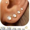 5110D2oMoHL._AC_SL1500 5 Pairs 14K Gold Plated Stud Earrings for Women, Hypoallergenic Earring Sets for Multiple Piercing, Premium Cubic Zirconia Studs Earrings for Women