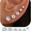 513w6sq67xL._AC_SL1500 5 Pairs 14K Gold Plated Stud Earrings for Women, Hypoallergenic Earring Sets for Multiple Piercing, Premium Cubic Zirconia Studs Earrings for Women