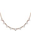 14K Gold Plated Station Necklace - Simulated Diamond Layering Necklaces - Womens CZ Chain
