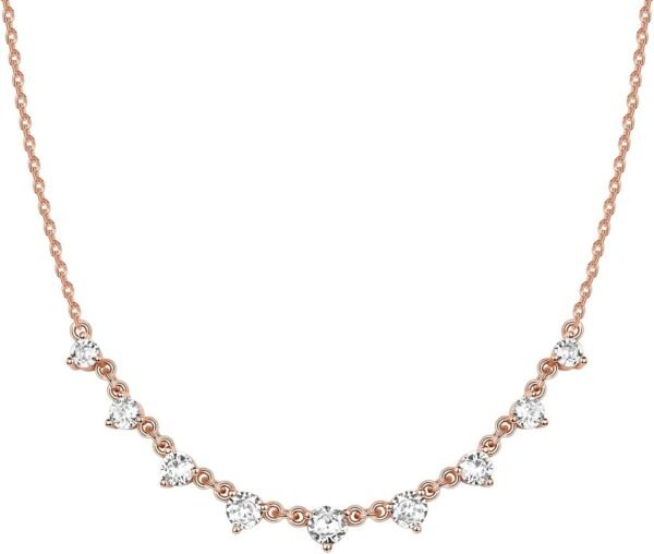 14K Gold Plated Station Necklace - Simulated Diamond Layering Necklaces - Womens CZ Chain