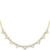 14K Gold Plated Station Necklace - Simulated Diamond Layering Necklaces - Womens CZ Chain