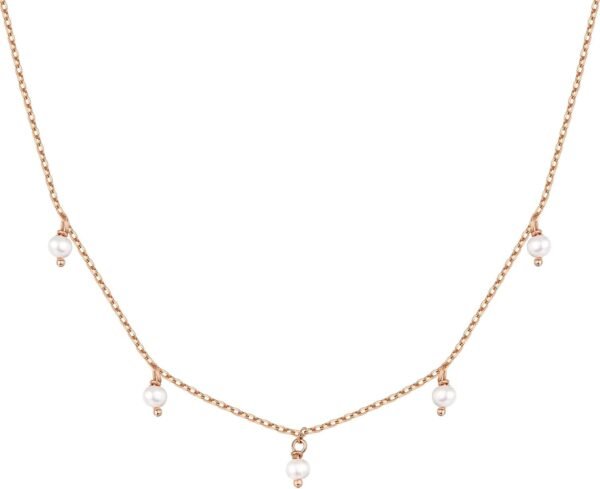 14K Gold Plated Station Necklace - Simulated Diamond Layering Necklaces - Womens CZ Chain