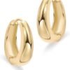 14K Gold Plated 925 Sterling Silver Post Small Chunky Hoops Earrings | Thick Lightweight Gold Hoop Earrings for Women