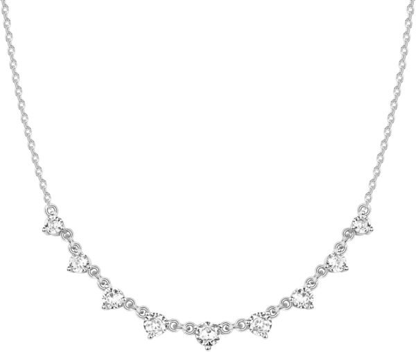 14K Gold Plated Station Necklace - Simulated Diamond Layering Necklaces - Womens CZ Chain