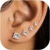 51pjfm5vzFL._AC_SL1500 5 Pairs 14K Gold Plated Stud Earrings for Women, Hypoallergenic Earring Sets for Multiple Piercing, Premium Cubic Zirconia Studs Earrings for Women