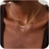 14K Gold Plated Necklace for Women - Bow Necklace - Dainty Necklace Cute Small Tiny Bow Pendant Choker Chain Necklace Trendy Necklaces for Women Jewelry Gift