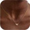 14K Gold Plated Necklace for Women - Bow Necklace - Dainty Necklace Cute Small Tiny Bow Pendant Choker Chain Necklace Trendy Necklaces for Women Jewelry Gift