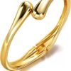 Gold Bangle Bracelets for Women Teens Trendy Chunky Adjustable Twist Cuff Bracelet Jewelry Gifts