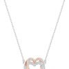 Infinity Heart Jewelry Collection, Necklaces and Bracelets, Rose Gold & Rhodium Tone Finish, Clear Crystals