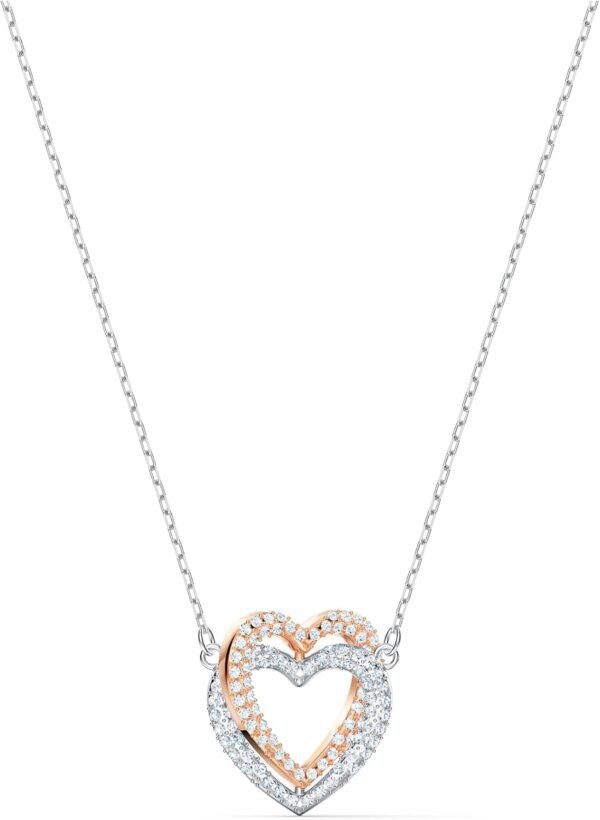 Infinity Heart Jewelry Collection, Necklaces and Bracelets, Rose Gold & Rhodium Tone Finish, Clear Crystals