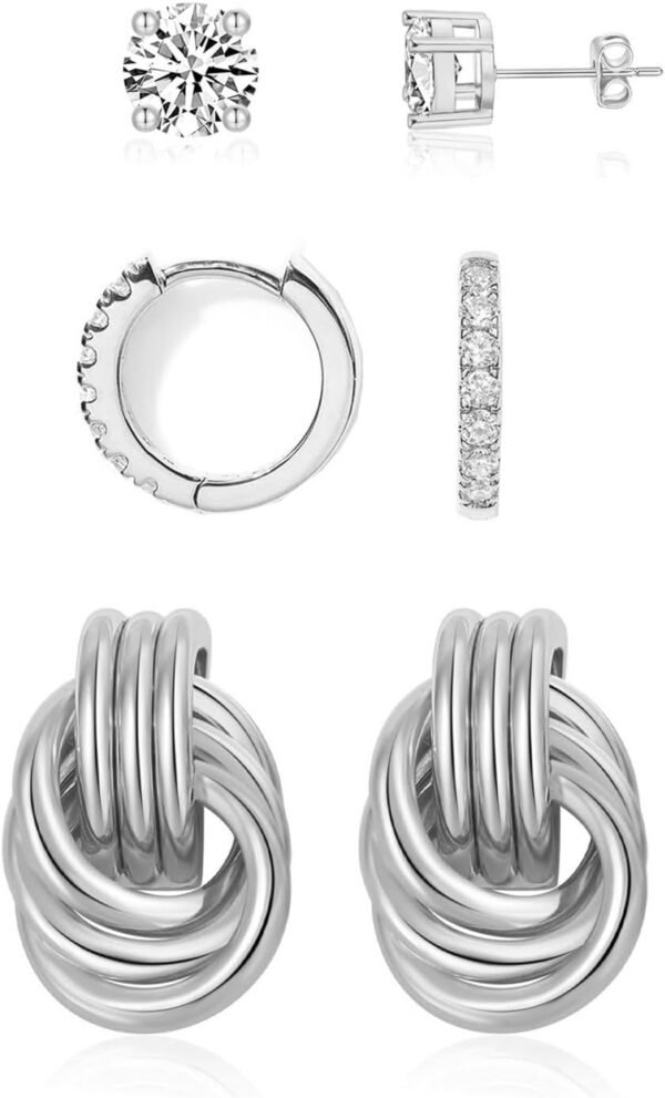 3Pairs Gold Hoop Earrings Set for Women Trendy Chunky Huggie Dainty Earring Jewelry for Women Teens