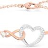 Infinity Heart Jewelry Collection, Necklaces and Bracelets, Rose Gold & Rhodium Tone Finish, Clear Crystals