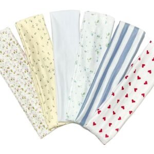 Fashion Women's Headbands for Short Hair Non Slip Elastic Floral Hairbands, Soft Fabric 2 Inches Thick Stripe Head Bands for Girls, Valentine's Day Heart Headbands