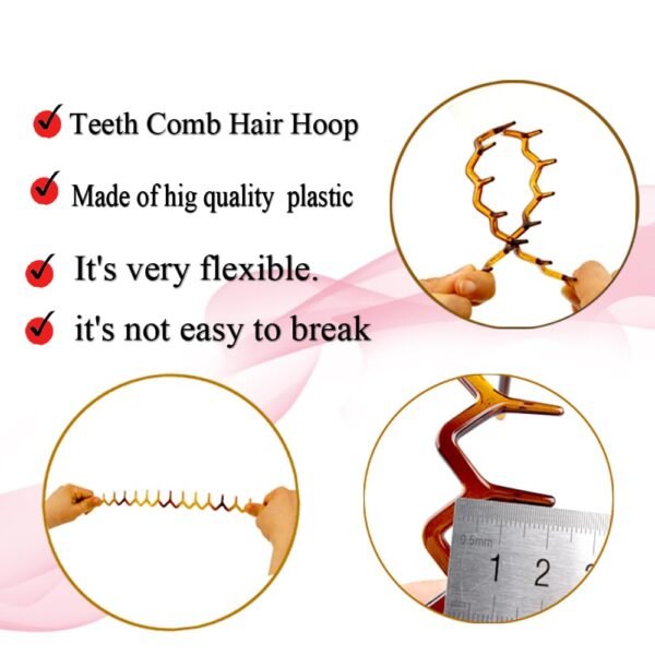 Zig Zag Headbands, Recycled Plastic Wavy Hair Band with Teeth, Headbands for Women and Men, Classic 90s Hair Accessories, (1 Black Color+1 Brown)