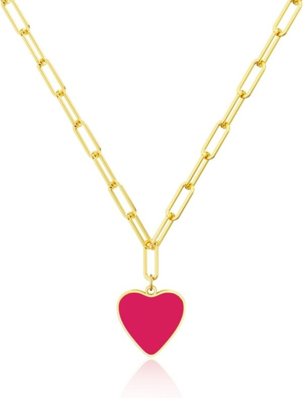 Gold Pendant Necklace for Women, Dainty Diamond Necklaces for Women Simple 14K Gold Plated Paperclip Choker Necklaces Cute Minimalist Open Oval Necklaces Gold Jewelry for Women Gifts