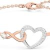 Infinity Heart Jewelry Collection, Necklaces and Bracelets, Rose Gold & Rhodium Tone Finish, Clear Crystals