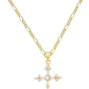 61SCaEop-cL._AC_SL1500 Cross Necklace for Women,Double Cross Necklace 14K Gold Plated Cross Pendant Necklace Dainty Gold Cross Necklaces for Women Trendy Small Cross Charm Necklace Simple Cute Choker Necklaces Gold Jewery