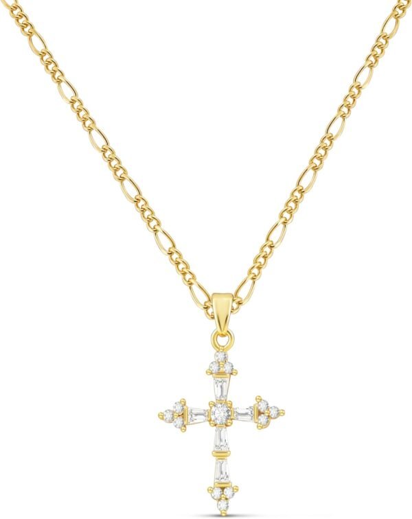 Cross Necklace for Women,Double Cross Necklace 14K Gold Plated Cross Pendant Necklace Dainty Gold Cross Necklaces for Women Trendy Small Cross Charm Necklace Simple Cute Choker Necklaces Gold Jewery