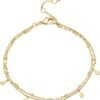 14K Gold Plated Beaded Bracelet for Women | Stackable Gold Bead Bracelet | Adjustable Dainty Gold Jewelry