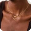 14K Gold Plated Necklace for Women - Bow Necklace - Dainty Necklace Cute Small Tiny Bow Pendant Choker Chain Necklace Trendy Necklaces for Women Jewelry Gift