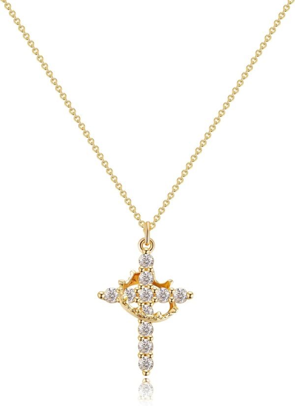 Cross Necklace for women-Dainty 14k Gold Plated/Silver Plated Pendant Necklaces Simple Cross Pendant Necklace Cute Tiny Jewelry for Women