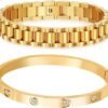 18 K Gold Plated Love Bangle Bracelet Set Flexible Wide Wristband Bangle Bangle Set for Love