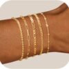 Gold Bracelets for Women, 14K Gold Plated Stackable Bracelet Stack Set Adjustable Charm Paperclip Chain Cuban Link Layered Waterproof Jewelry Sets Gifts for Womens 6.0/6.8/7.2"
