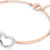 Infinity Heart Jewelry Collection, Necklaces and Bracelets, Rose Gold & Rhodium Tone Finish, Clear Crystals