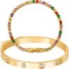 18 K Gold Plated Love Bangle Bracelet Set Flexible Wide Wristband Bangle Bangle Set for Love