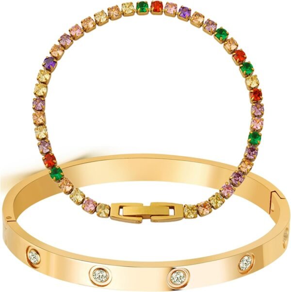18 K Gold Plated Love Bangle Bracelet Set Flexible Wide Wristband Bangle Bangle Set for Love