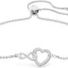 Infinity Heart Jewelry Collection, Necklaces and Bracelets, Rose Gold & Rhodium Tone Finish, Clear Crystals