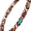 Pure Copper Bracelets for Women, Ultra Strength Magnetic Bracelet with 3800 Gauss Magnets & Natural Turquoise & Stones, Adjustable, Jewelry Gift