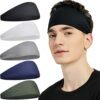 710HEIuzHAL._AC_SL1500 Sports Headbands for Men (5 Pack),Moisture Wicking Workout Headband, Sweatband Headbands for Running,Cycling,Football,Yoga,Hairband for Women and Men