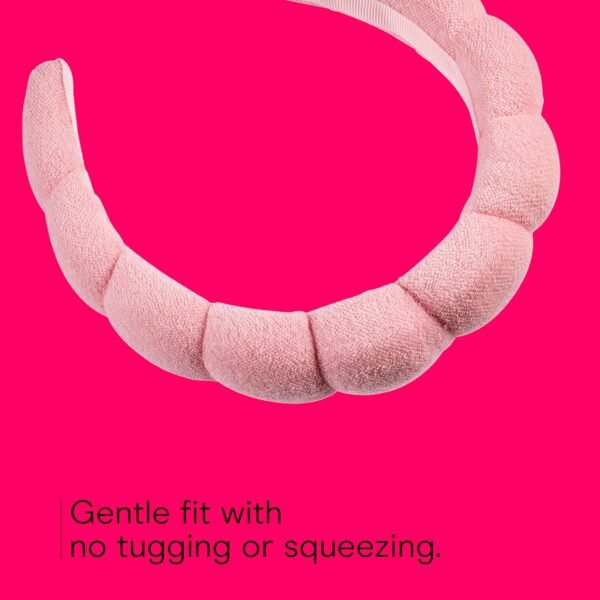 715-eMP8eyL._SL1500 Spa Makeup and Face Washing Headband, Pink Bubble Design, 1 Count, Ultra-Absorbent Microfiber Headband for Washing Face, Soft Terry Cloth, No-Squeeze, No-Pull Band Gentle on Hair and Head