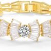 715WXIf_0sL._AC_SL1500 14K Gold Plated Women’s Tennis Bracelet – Sleek CZ Line Bracelet, Fits 6.0"–7.2" Wrist – Sparkly Everyday Jewelry Gift, Contemporary Tennis Bracelets for Women