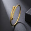 18 K Gold Plated Love Bangle Bracelet Set Flexible Wide Wristband Bangle Bangle Set for Love