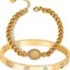 18 K Gold Plated Love Bangle Bracelet Set Flexible Wide Wristband Bangle Bangle Set for Love