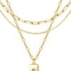 Layered Gold Necklaces for Women Trendy, 3 Pcs 14K Gold Plated Choker Paperclip Box Chain Necklace, Stackable Women's Gold Pendant Necklaces Jewelry Set