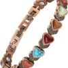 Pure Copper Bracelets for Women, Ultra Strength Magnetic Bracelet with 3800 Gauss Magnets & Natural Turquoise & Stones, Adjustable, Jewelry Gift
