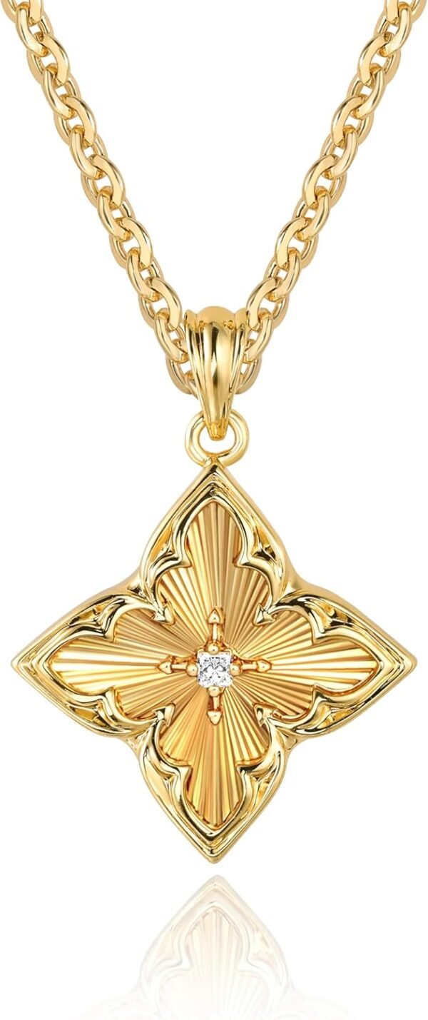 Gold Clover Necklace for Women Dainty 14K Gold Plated CZ Pendant Necklace Adjustable Chain Choker Charm Colorful Clover Pendant Lucky Necklaces for Women Jewelry